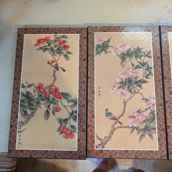 Chinese Silk Wall Decor x4 - Picture 2 of 3